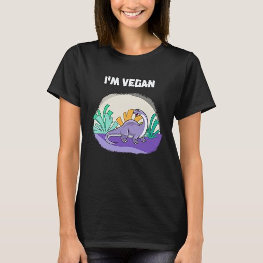 Brachiosaurus & Süßer Dinosaurier Vegan T-Shirt (Vorderseite)