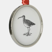 Brachvogel-Vogel-Illustration Silbernes Ornament (Rechts)