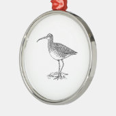Brachvogel-Vogel-Illustration Silbernes Ornament (Links)