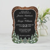 Bracket Black Snowy Wood & Forest Country Wedding Einladung (Stehend Vorderseite)