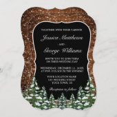 Bracket Black Snowy Wood & Forest Country Wedding Einladung (Vorne/Hinten)