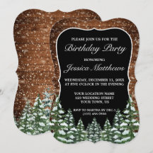 Bracket Black Snowy Wood & Forest Pine Geburtstag