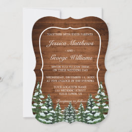 Bracket Snowy Wood & Forest Country Pine Hochzeit Einladung