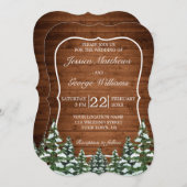 Bracket Snowy Wood & Forest Country Pine Hochzeit Einladung (Vorne/Hinten)
