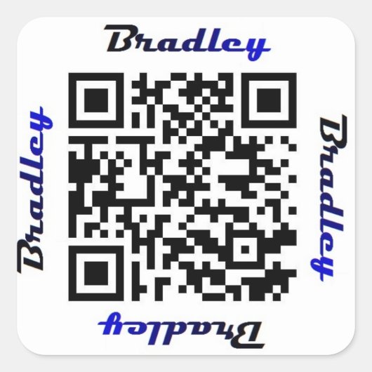 Brad (Bradley) QR-Code Personalisierter NAME-Aufkl Quadratischer Aufkleber (Vorderseite)
