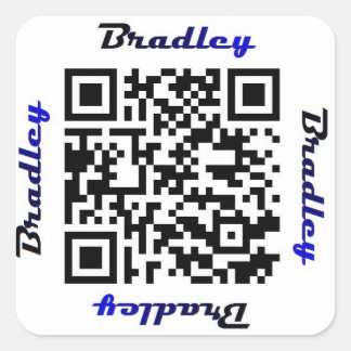 Brad (Bradley) QR-Code Personalisierter NAME-Aufkl Quadratischer Aufkleber