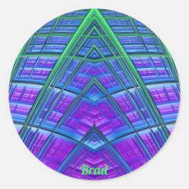 BRAD ~ Cool! Green Lila Blue Geometric ~ Runder Aufkleber