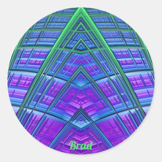 BRAD ~ Cool! Green Lila Blue Geometric ~ Runder Aufkleber (Vorderseite)