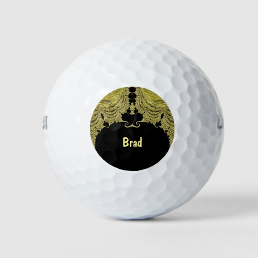 BRAD ~ GOLD UND SCHWARZES Fraktal Design ~ Golfball (Vorderseite)