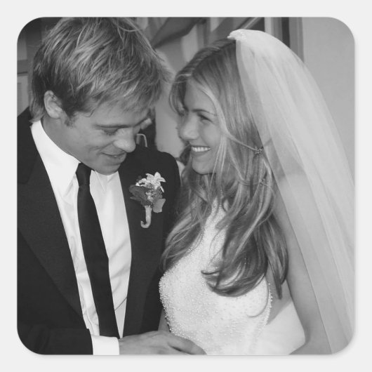 Brad Pitt & Jennifer Anniston Quadratischer Aufkleber (Vorderseite)