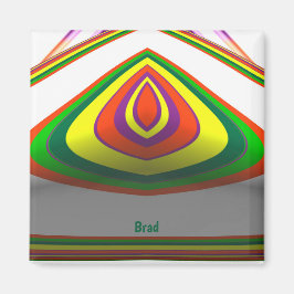 BRAD ~ SQUARE EYE 3D Fraktal Design Green Yellow ~ Magnet