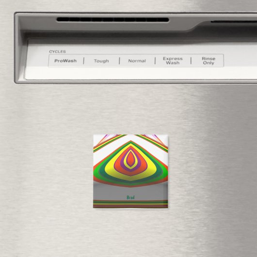 BRAD ~ SQUARE EYE 3D Fraktal Design Green Yellow ~ Magnet (In Situ (Geschirrspüler))