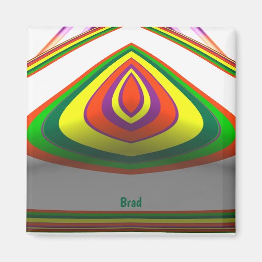 BRAD ~ SQUARE EYE 3D Fraktal Design Green Yellow ~ Magnet (Vorne)