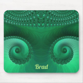 BRAD ~ Zany Shades of Green Fraktal Pattern Mousepad