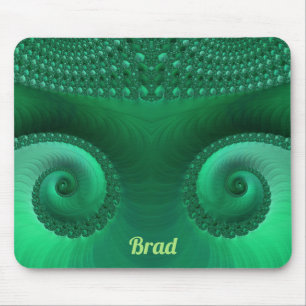 BRAD ~ Zany Shades of Green Fraktal Pattern Mousepad