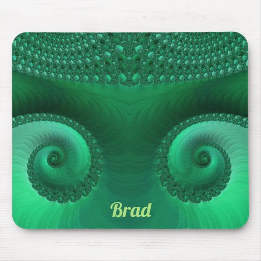 BRAD ~ Zany Shades of Green Fraktal Pattern Mousepad (Vorne)