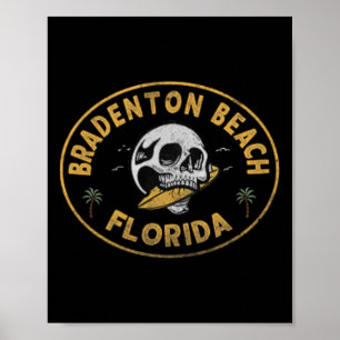 Bradenton Beach Florida Fl Vintage-Surf-Frontseite Poster