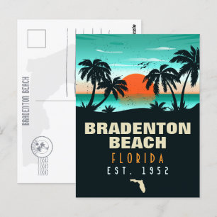 Bradenton Beach Florida Retro Sunset Souvenirs Postkarte