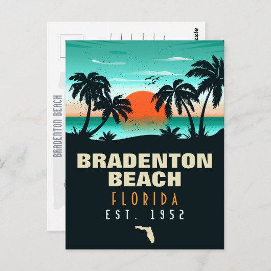 Bradenton Beach Florida Retro Sunset Souvenirs Postkarte (Vorne/Hinten)