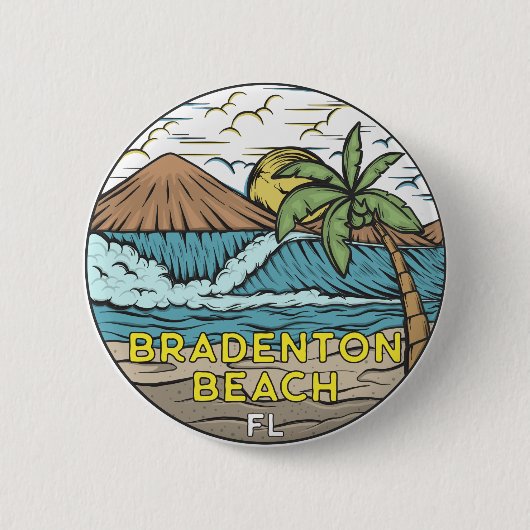 Bradenton Beach Florida Vintage Kunst Button (Vorderseite)