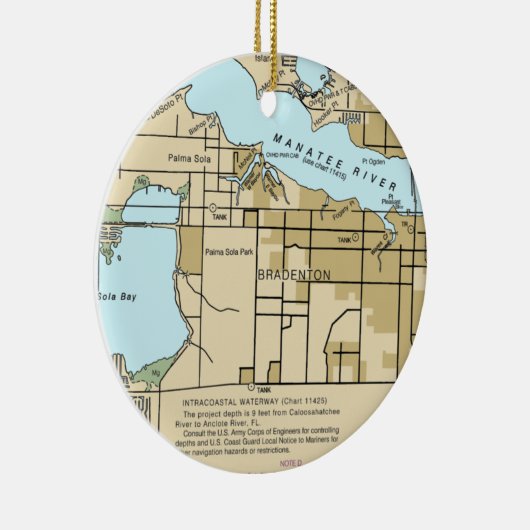 Bradenton FL Nautical Chart Keramik Ornament (Rechts)