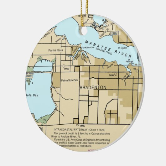Bradenton FL Nautical Chart Keramik Ornament (Links)