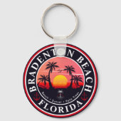 Bradenton Florida Retro Sonnenuntergang Palmen 196 Schlüsselanhänger (Vorderseite)