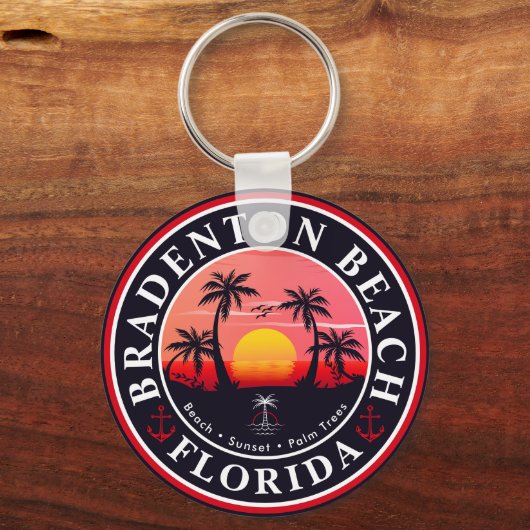 Bradenton Florida Retro Sonnenuntergang Palmen 196 Schlüsselanhänger (Vorderseite)