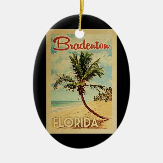 Bradenton Palm Tree Vintage Travel Keramik Ornament (Vorne)