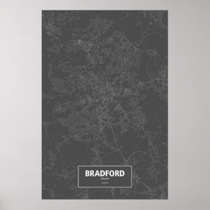 Bradford, England (weiß auf Schwarzem) Poster