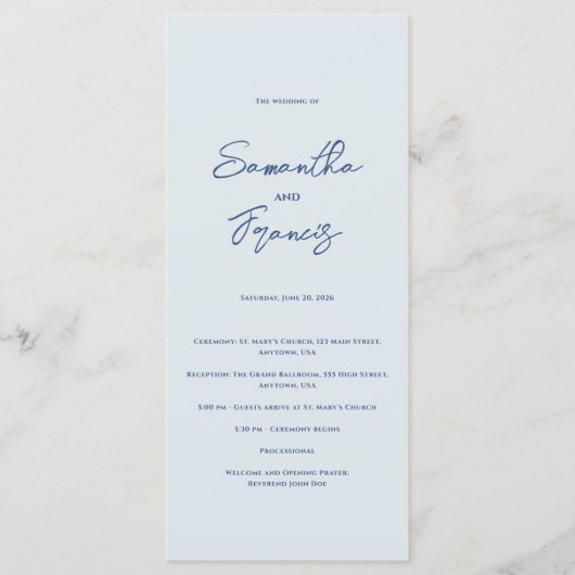 Bradford Modern Wedding Programm (Vorderseite)