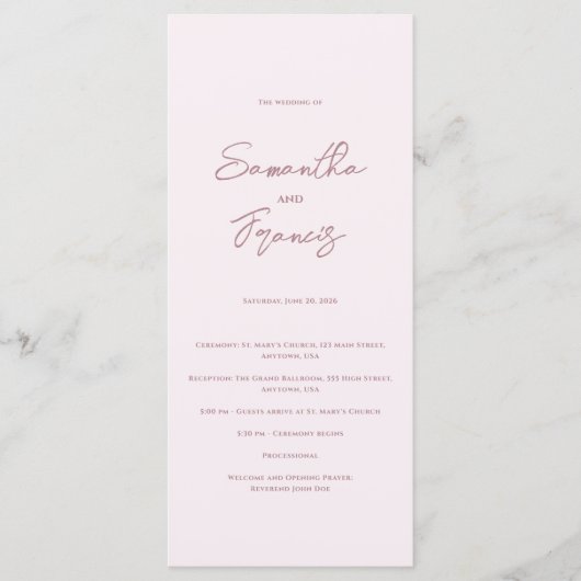 Bradford Modern Wedding Programm (Vorderseite)