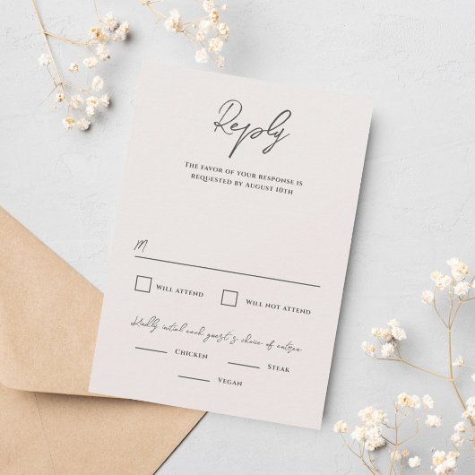 Bradford Modern Wedding RSVP Karte