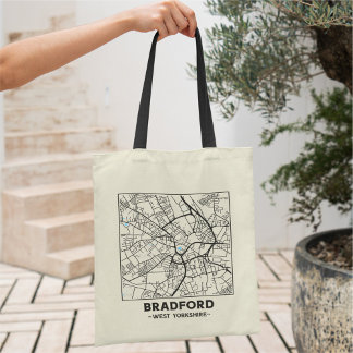 Bradford, West Yorkshire City Map Tote Bag Tragetasche