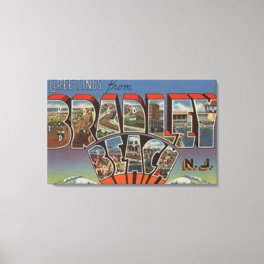Bradley Beach, New Jersey - Große Buchstabenszenen Leinwanddruck (Vorderseite)