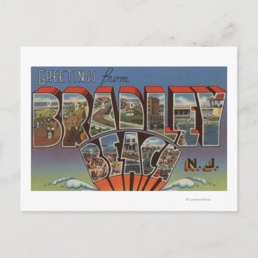Bradley Beach, New Jersey - Große Buchstabenszenen Postkarte (Vorderseite)