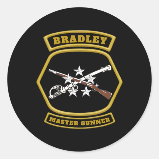 Bradley Master Gunner Emblem Runder Aufkleber (Vorderseite)
