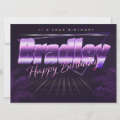 Bradley Name Vorname lila retro Karte Geburtstag (Vorderseite)