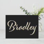 Bradley Name white gold Handwriting Karte (Stehend Vorderseite)