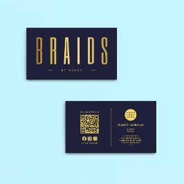Brads QR Code & Logos Navy und Gold Visitenkarte