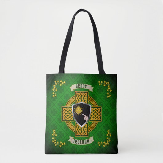 Brady Irish Shield & Celtic Cross Personalisiert Tasche (Vorderseite)
