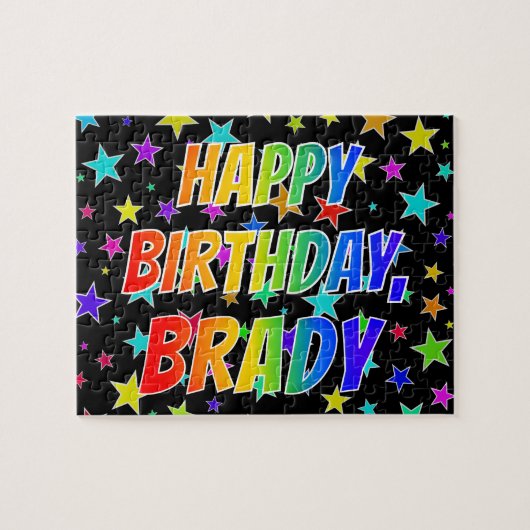 "BRADY" Vorname, Spaß "GLÜCKLICHER GEBURTSTAG" Puzzle (Horizontal)