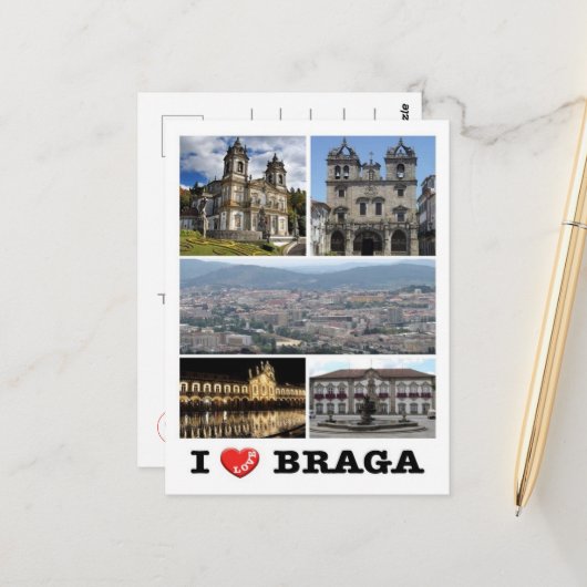 Braga - I Liebe - Portugal - Postkarte (Vorderseite/Rückseite Beispiel)