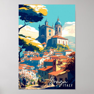 Braga Italy Vintage Illustration Poster