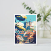 Braga Italy Vintage Illustration Postkarte (Stehend Vorderseite)