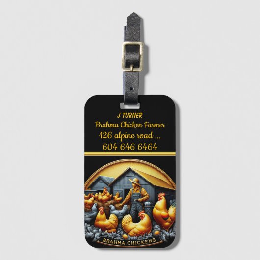 Brahma Bauer Gekümmert für glückliche Hühner Gepäckanhänger (Vorderseite Vertikal)