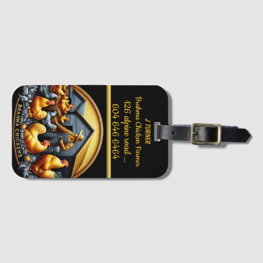 Brahma Bauer Gekümmert für glückliche Hühner Gepäckanhänger (Vorderseite (Horizontal))