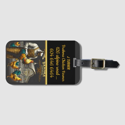 Brahma Bauer mit lebhaften Vögeln in der Abenddämm Gepäckanhänger (Vorderseite (Horizontal))