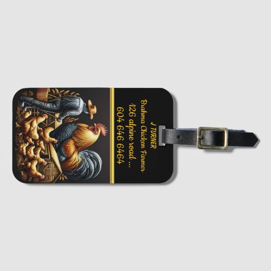 Brahma Chicken Bauer, der an seine lebendige Uhr t Gepäckanhänger (Vorderseite (Horizontal))