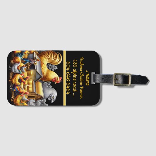 Brahma Chicken Bauer in Barnyard Gepäckanhänger (Vorderseite (Horizontal))